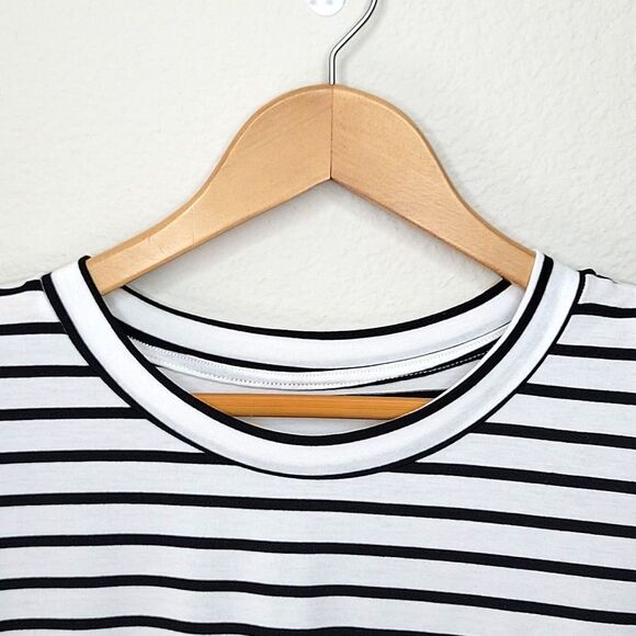 CUPSHE Black White Horizontal Striped Sleeveless Tank Top size L Shoulder Pads - Picture 3 of 14